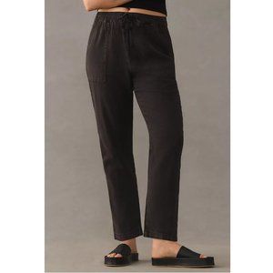 Anthropologie Pilcro Linen Drawstring Pants Oxford Black - XL